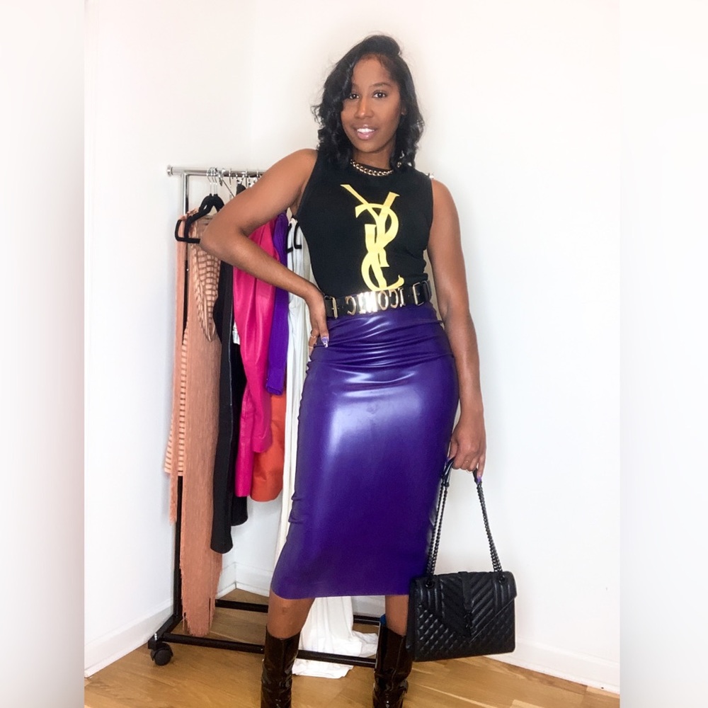 SOLD! SAINT LAURENT LATEX MIDI SKIRT